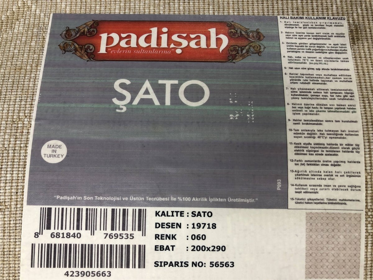 PADİŞAH HALI ŞATO KESMERULOYOLLUK 19718 060