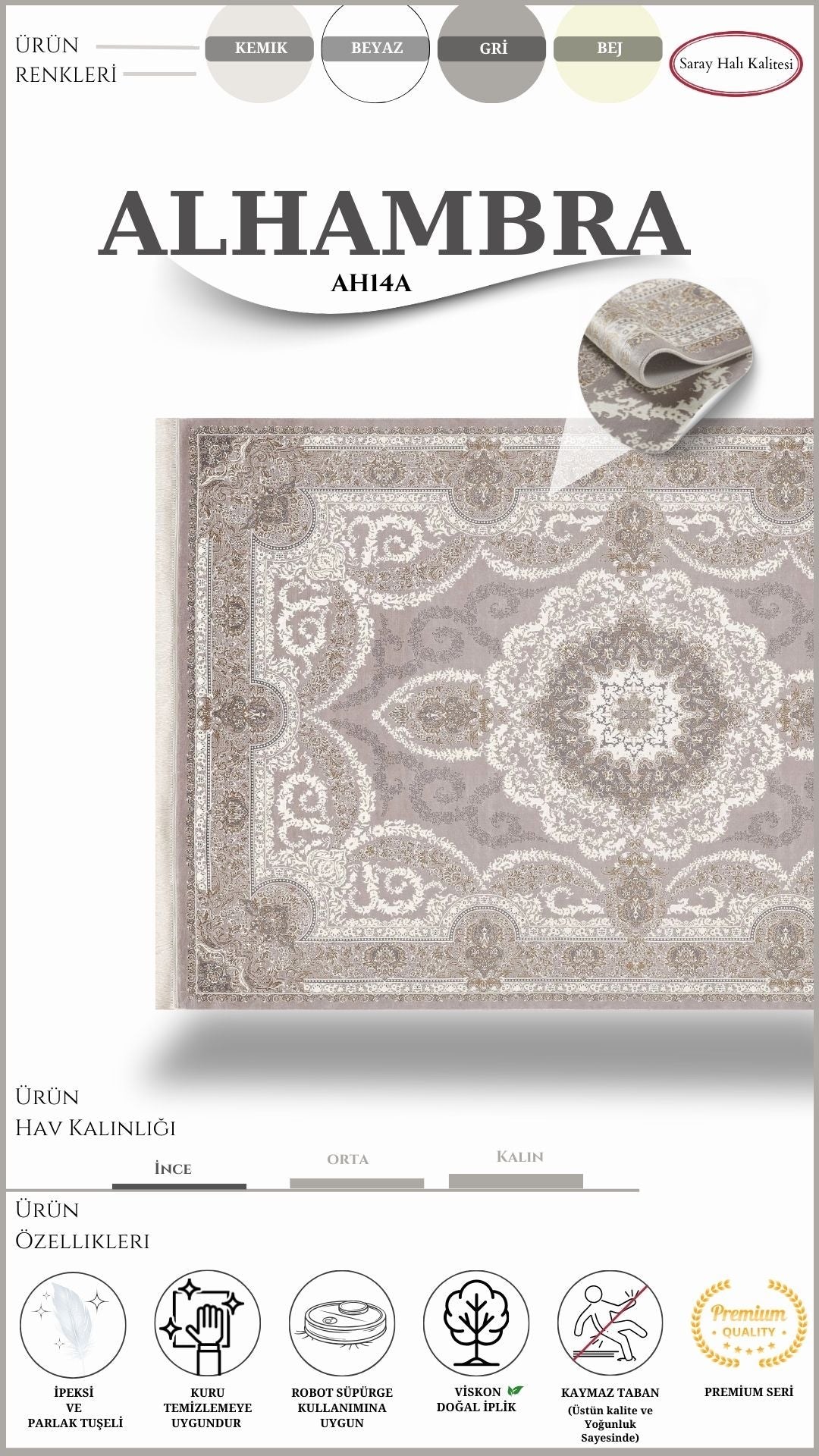 Klasik Kaliteli Salon Halısı ALHAMBRA AH14A