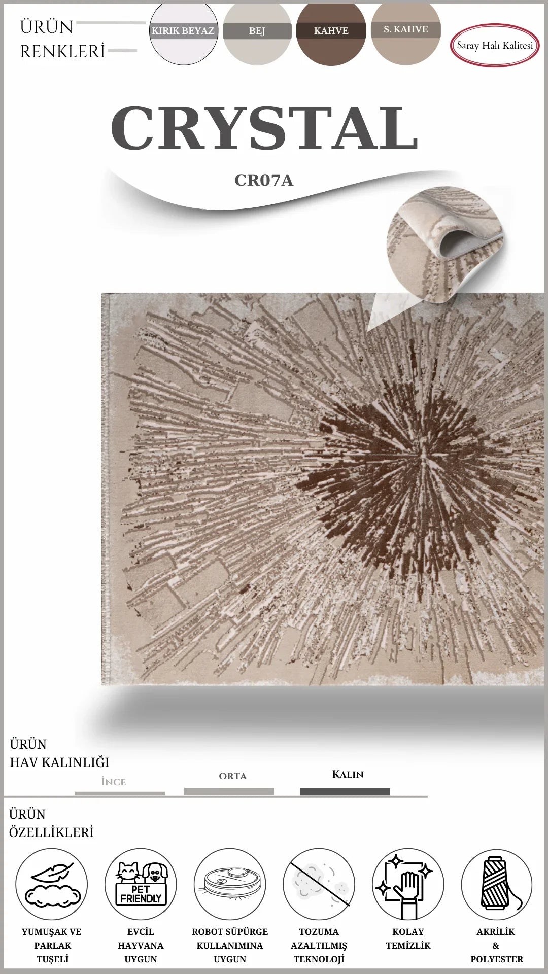Salon ve Oturma Odası Halısı CRYSTAL CR07A
