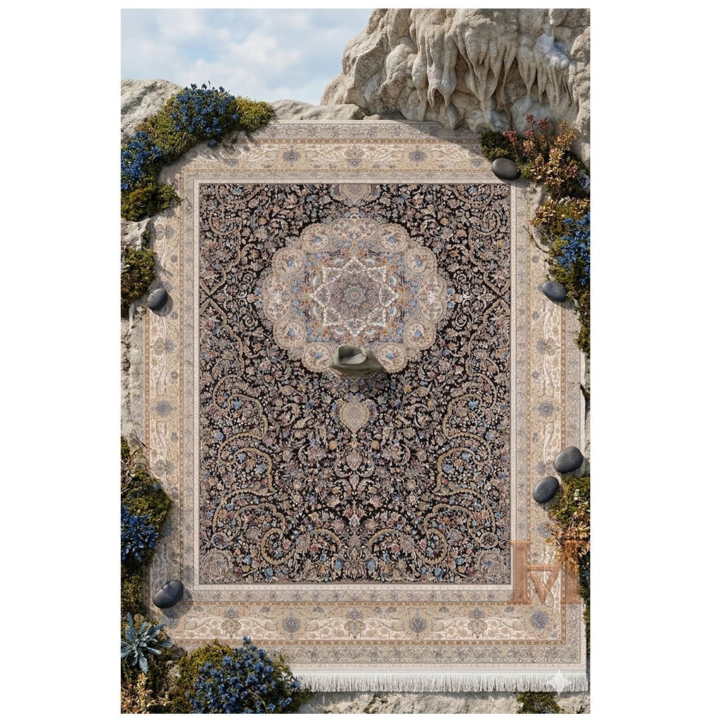 PERA LUSSO ATLAS İRAN İPEK 5348 DARK BLUE BEİGE