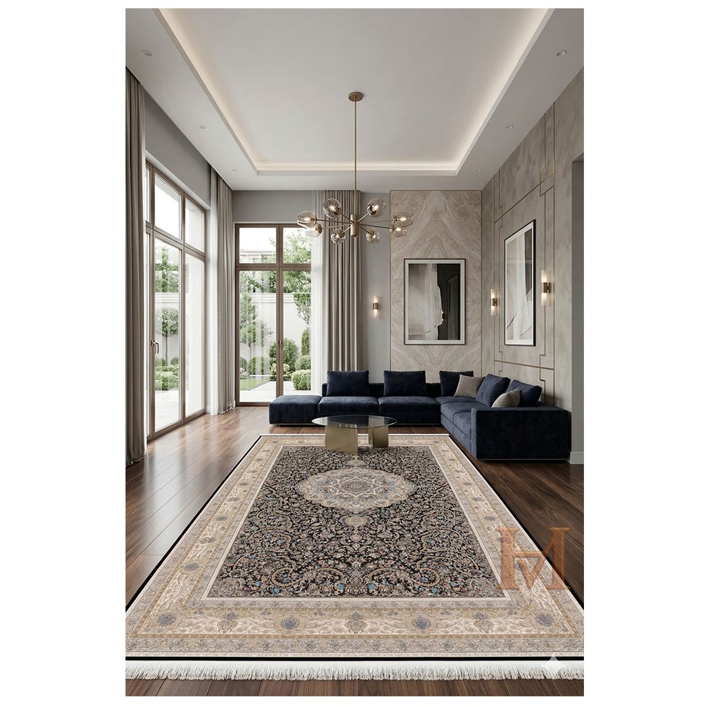 PERA LUSSO ATLAS İRAN İPEK 5348 DARK BLUE BEİGE