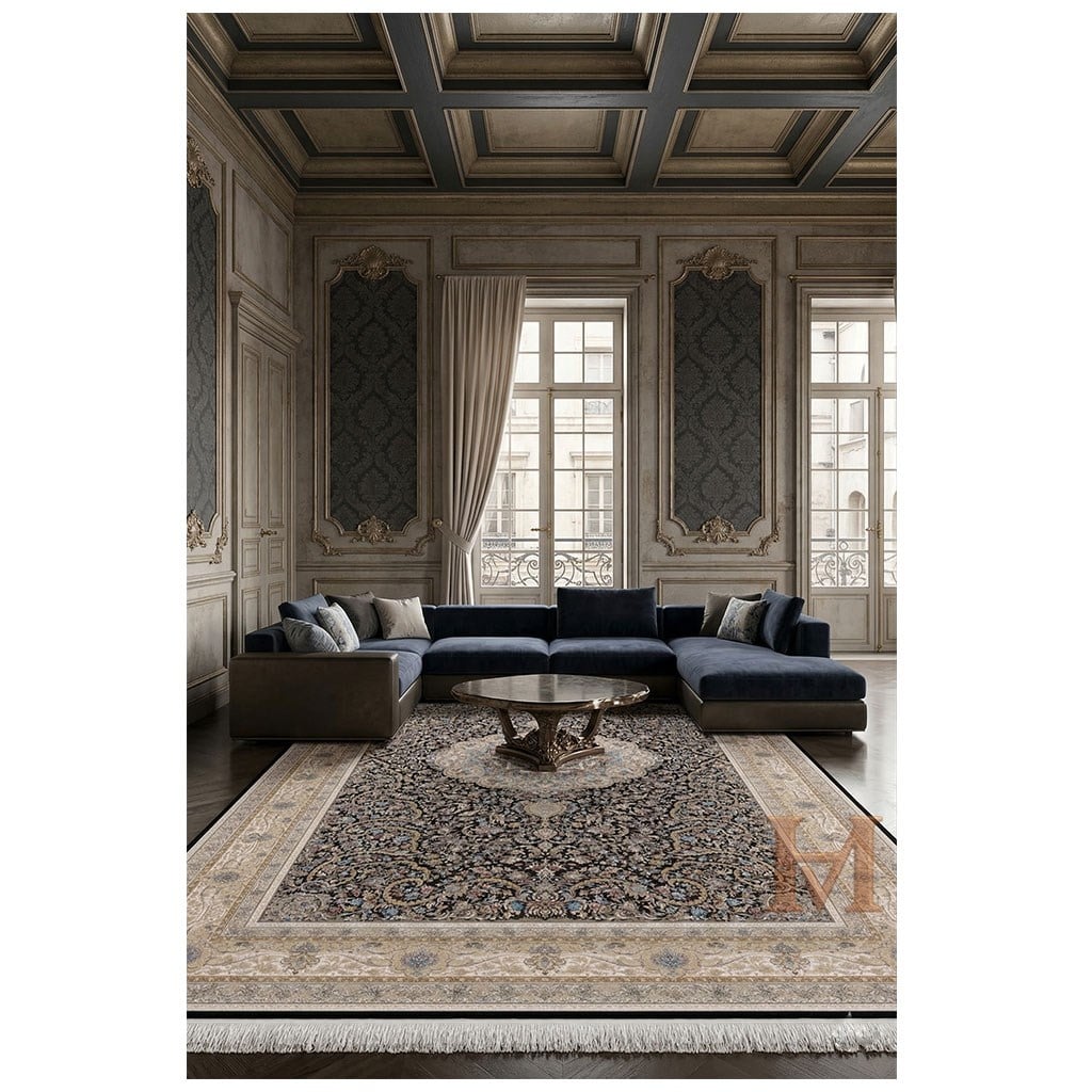 PERA LUSSO ATLAS İRAN İPEK 5348 DARK BLUE BEİGE