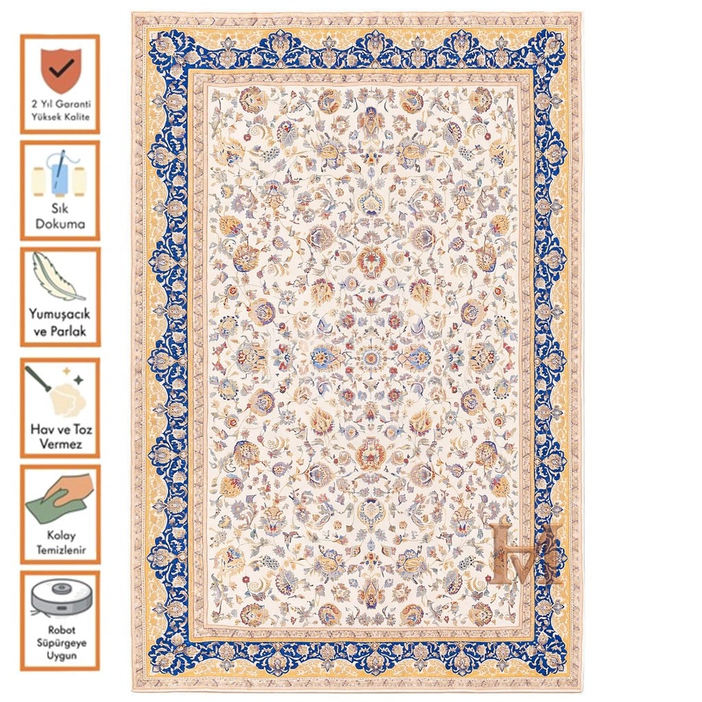 WOOLKNOT HALI ROYAL RYL22 KREM LACİVERT