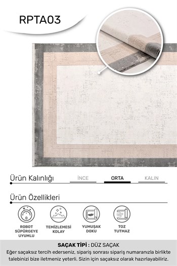 ANTALYA -Ekru / Gri / Pudra -Oturma Odası,Salon- Robot Süpürgeye Uyumlu -Kolay Temizlenebilir