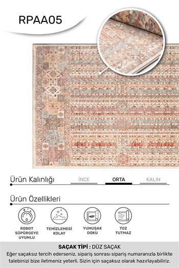 ARMA -Bej / Renkli -Oturma Odası,Salon- Robot Süpürgeye Uyumlu -Kolay Temizlenebilir