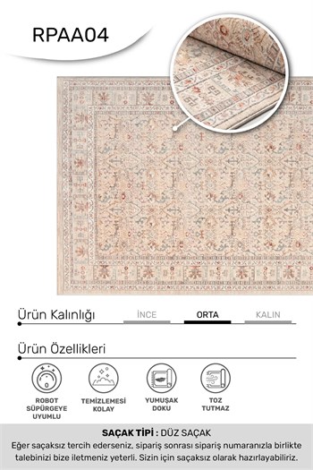 ARMA -Krem / Bej Renkli-Oturma Odası,Salon- Robot Süpürgeye Uyumlu -Kolay Temizlenebilir