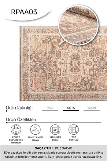 ARMA -Vizon / Gri / Renkli-Oturma Odası,Salon- Robot Süpürgeye Uyumlu -Kolay Temizlenebilir