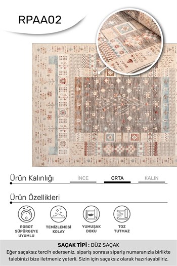 ARMA -Vizon / Renkli-Oturma Odası,Salon- Robot Süpürgeye Uyumlu -Kolay Temizlenebilir