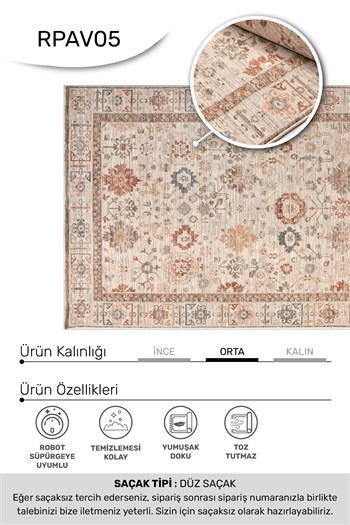AVEN -Vizon / Renkli -Oturma Odası,Salon- Robot Süpürgeye Uyumlu -Kolay Temizlenebilir