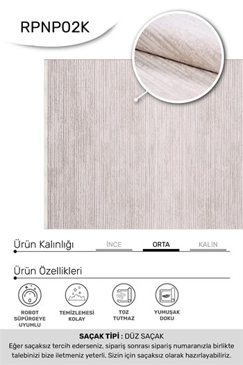 BONAPARTE-Krem/Vizon- Özel Ölçü-Salon , Oturma Odası ve Koridor Halısı-Robot Süpürge Uyumlu-Kolay Temizlenebilir-Uygun Fiyat