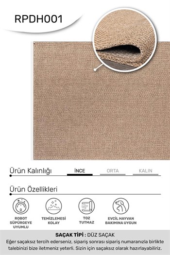 DAFNE-Açık Kahverengi - Özel Ölçü-Mutfak, Koridor-Kaydırmaz Taban-Robot Süpürgeye Uyumlu-Kolay Temizlenebilir-Uygun Fiyat