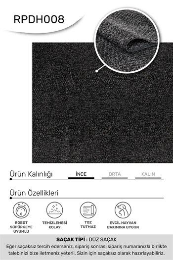 DAFNE-Antrasit- Özel Ölçü-Mutfak, Koridor-Kaydırmaz Taban-Robot Süpürgeye Uyumlu-Kolay Temizlenebilir-Uygun Fiyat