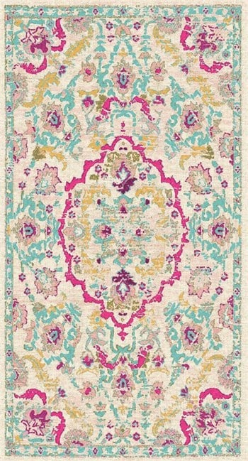 ELVAN-Ekru/Mint Yeşili/Pembe  - Mutfak,Oturma Odası,Salon,Koridor - Robot Süpürgeye Uyumlu-Kolay Temizlenebilir