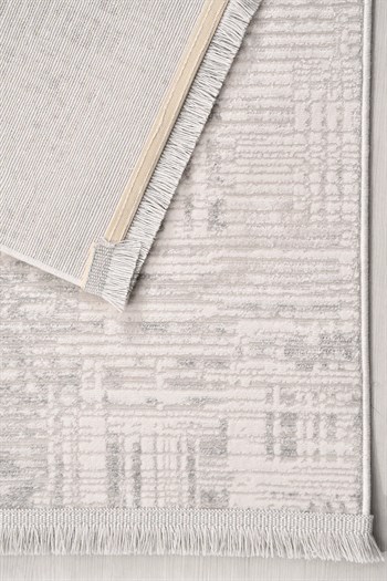 FREE-Krem/Gri -Özel Ölçü-Salon,Oturma Odası ve Yatak Odası Halısı-Robot Süpürgeye Uyumlu-Kolay Temizlenebilir - Uygun Fiyat