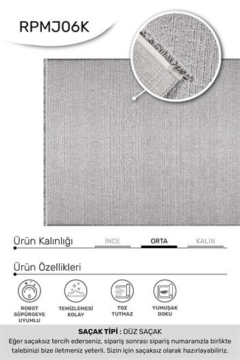 MARGİN-Gri- Özel Ölçü- Oturma Odası, Koridor, Yatak Odası Halısı- Robot Süpürgeye Uyumlu-Kolay Temizlenebilir- Uygun Fiyat