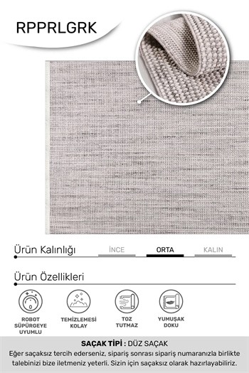 PARLA-Gri- Özel Ölçü- Oturma Odası, Koridor, Yatak Odası Halısı- Robot Süpürgeye Uyumlu-Kolay Temizlenebilir- Uygun Fiyat