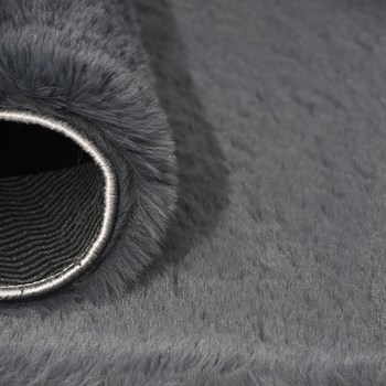 Tavşan Poly Peluş Halı -Antrasit-  Yüksek Kalite-Ekstra Yumuşak - Kaymaz Özel Tabanlı - Özel Ölçü