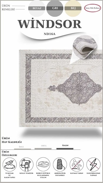 Klasik Salon Halısı Kalın ve Yumuşak WİNDSOR ND16A