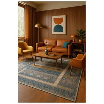 WOOLKNOT HALI CRAFT M366B KOYU GRİ MAVİ