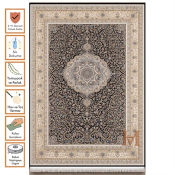 PERA LUSSO ATLAS İRAN İPEK 5348 DARK BLUE BEİGE