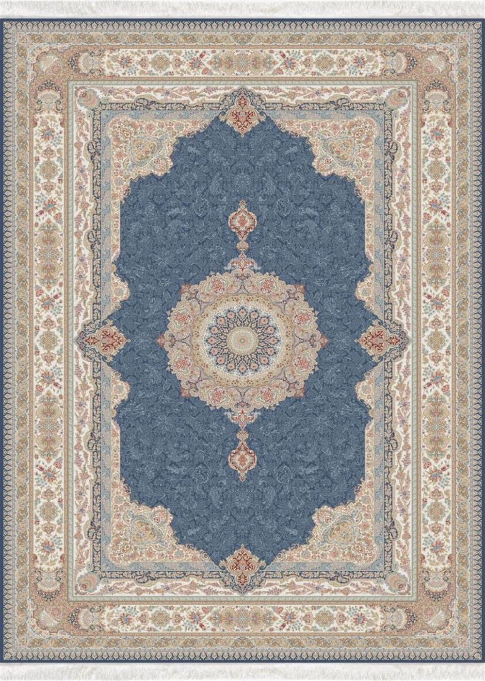 WOOLKNOT HALI İPEK 1155C LACİVERT KREM