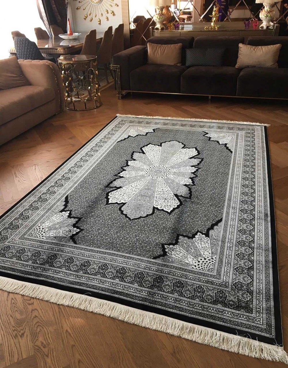 WOOLKNOT HALI İPEK 1166D SİYAH GRİ