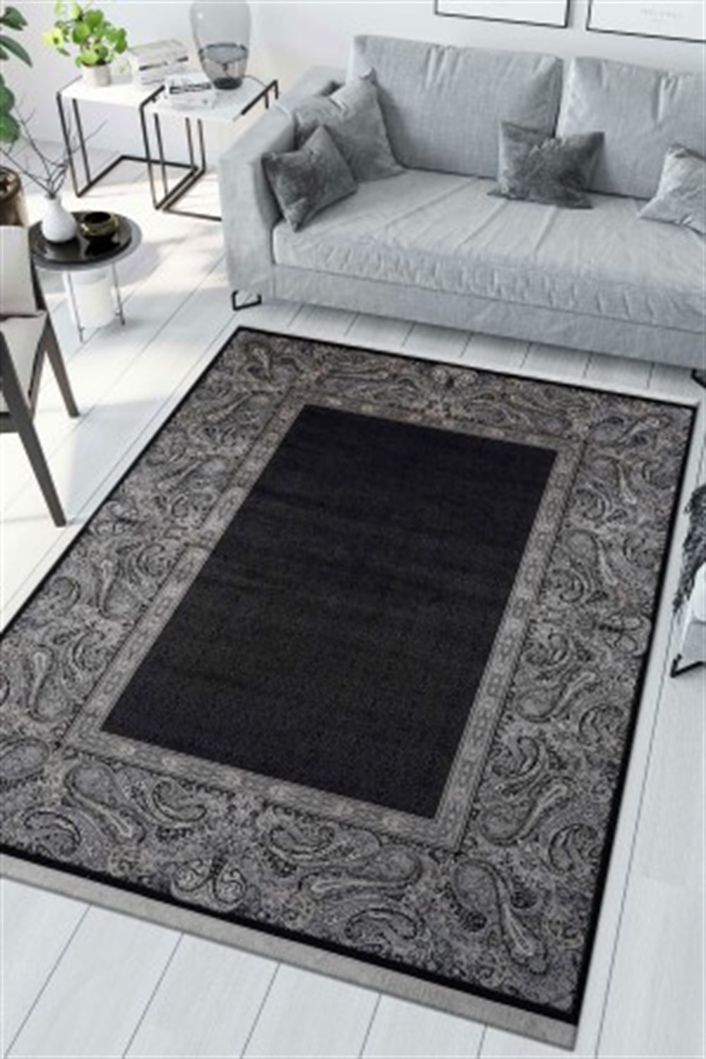 WOOLKNOT HALI İPEK 1168D SİYAH ANTRASİT