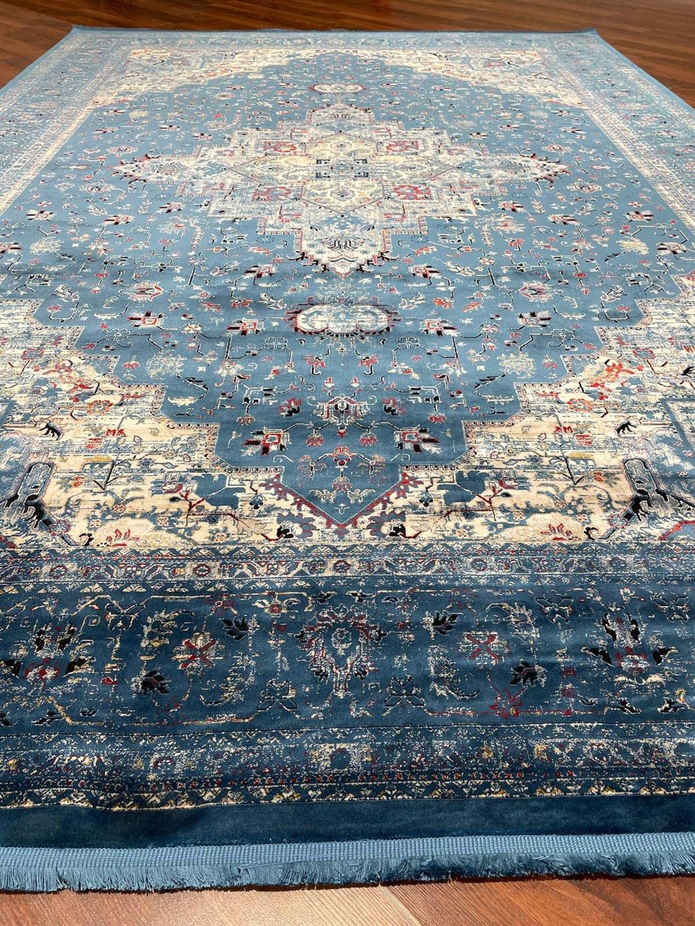 WOOLKNOT HALI MAVERY 2222B MAVİ KREM