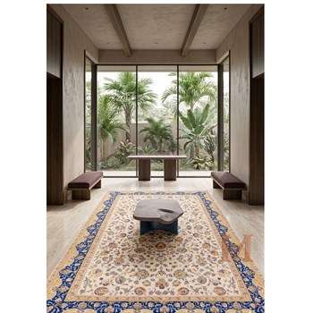 WOOLKNOT HALI ROYAL RYL22 KREM LACİVERT