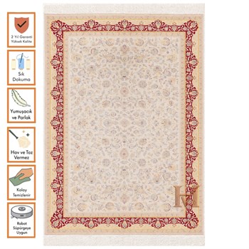 WOOLKNOT HALI ROYAL RYL29 KREM KIRMIZI