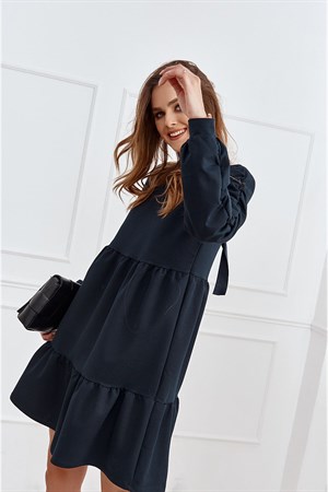 Arkası Fiyonk Detaylı Rahat Kesim Elbise Tunik