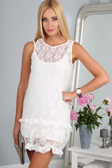 Astarlı Mini Dantel Elbise