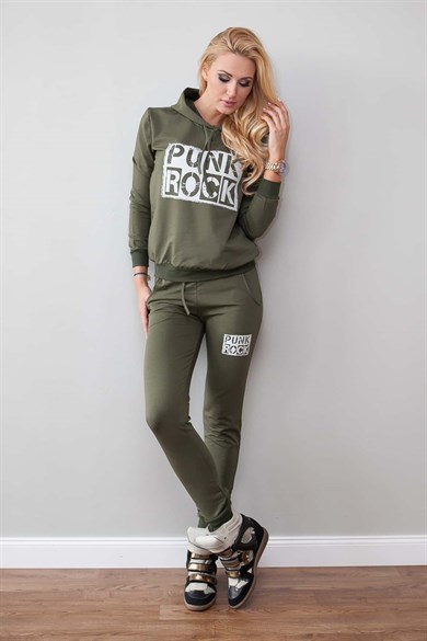 Baskılı Kapüşonlu Kadın Eşofman Takımı