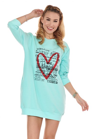 Bisiklet Yaka Baskılı Tunik