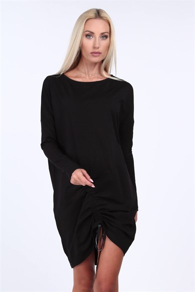 Bisiklet Yaka Büzgülü Mini Elbise