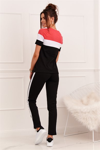 Bisiklet Yaka Şeritli Kadın İkili Takım