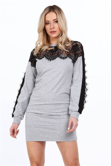 Dantel Detaylı Mini Elbise