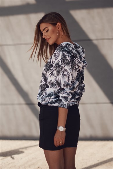 Dijital Baskılı Kapüşonlu Kadın Sweatshirt