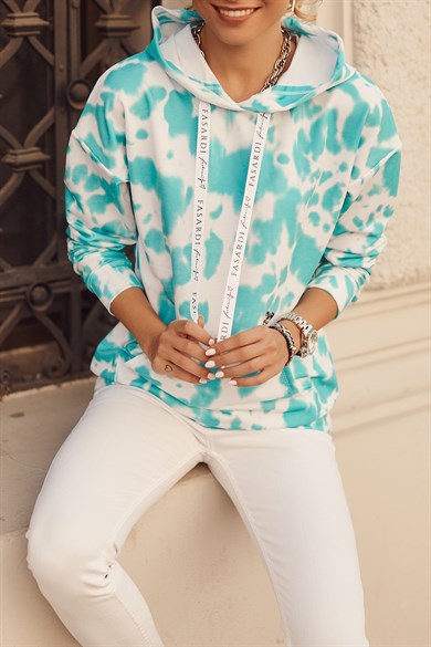 Dijtal Baskılı Kapüşonlu Kadın Sweatshirt