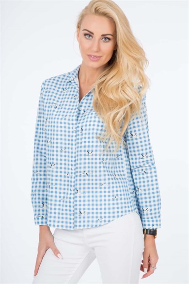 Ekose Dama Desenli Kadın Gömlek