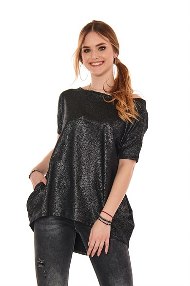 Eskitme Varak Baskılı Bluz