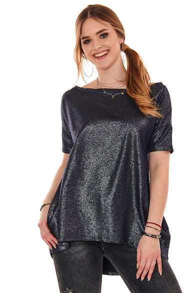 Eskitme Varak Baskılı Bluz