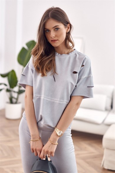 Lazer Kesim Detaylı Kadın İkili Takım