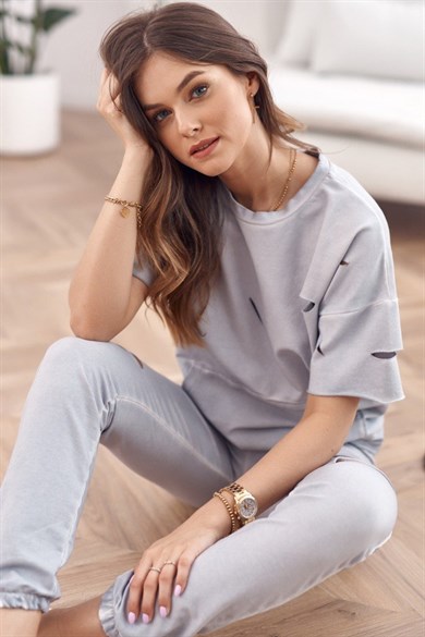 Lazer Kesim Detaylı Kadın İkili Takım