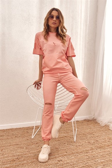 Lazer Kesim Detaylı Kadın İkili Takım