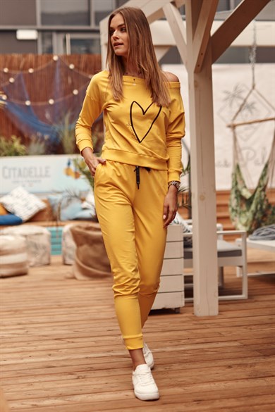 Kalp Desenli Kadın İkili Takım