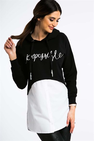 Kapüşonlu Gömlek Detaylı Tunik