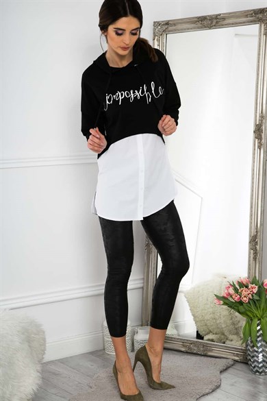 Kapüşonlu Gömlek Detaylı Tunik