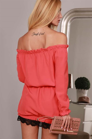 Kayık Yaka Dantelli Mini Elbise