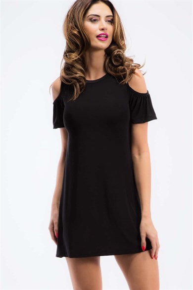 Omuz Detaylı Mini Elbise